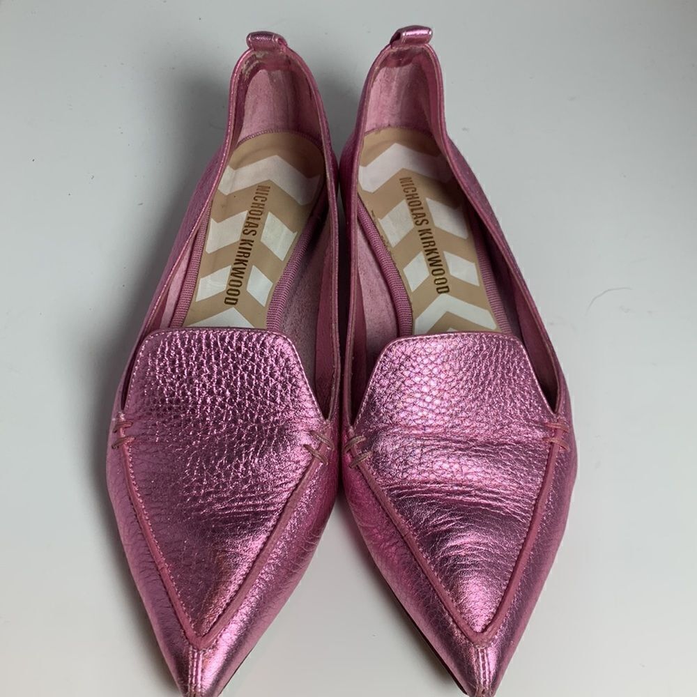 Nicholas Kirkwood Pink Metallic Flats Sz 36